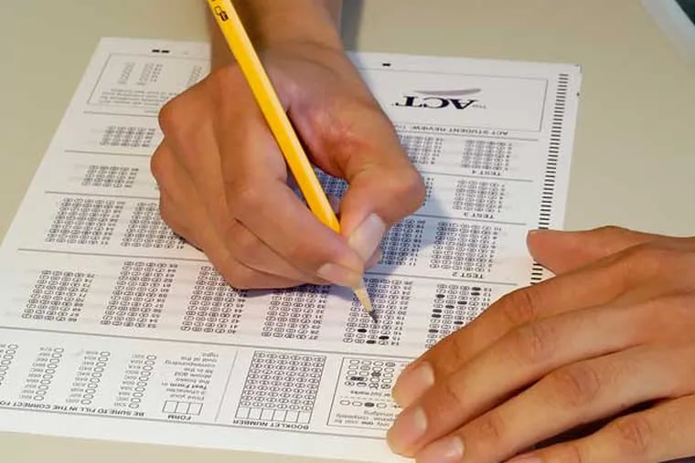 A student fills in an answer sheet for a standardized test. (Photo courtesy of ACT)