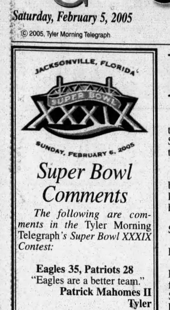 Young Patrick Mahomes picked Eagles to win Super Bowl in viral newspaper  clip