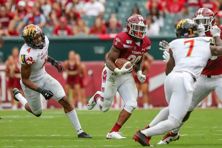 Temple running back Re'Mahn Davis carries the ball during the game against Maryland earlier this season.