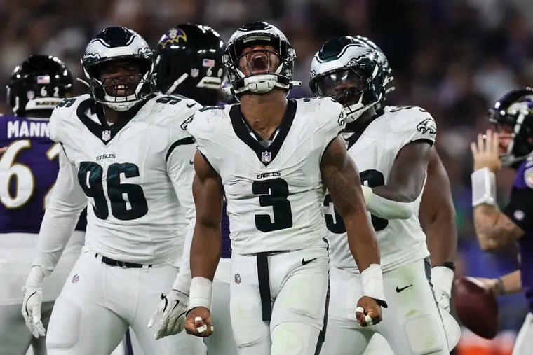 Eagles linebacker Nolan Smith notched a sack in the third quarter Friday against the Ravens.