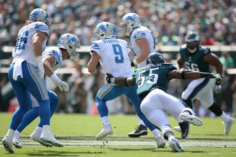 The Eagles' pass rush continued to get close, but not close enough against the Lions.