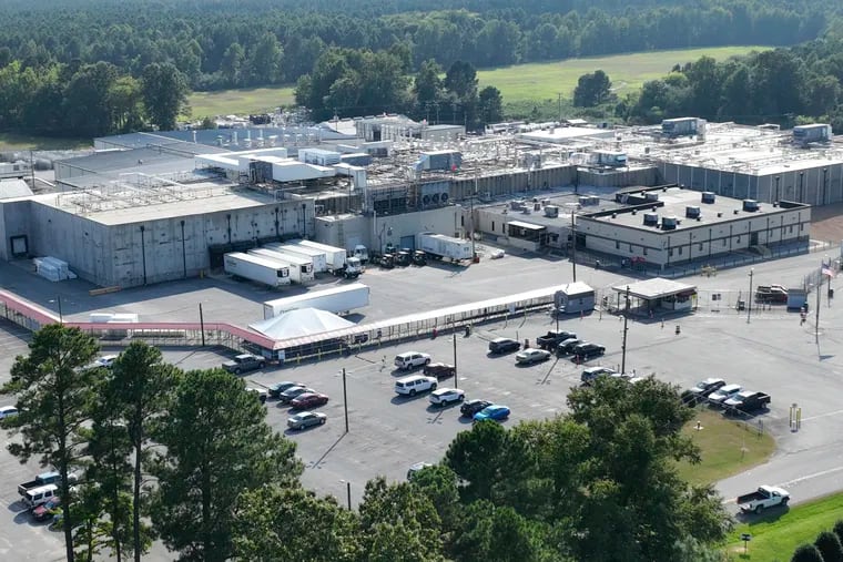 An aerial view of the Boar's Head processing plant that was tied to a deadly food poisoning outbreak.