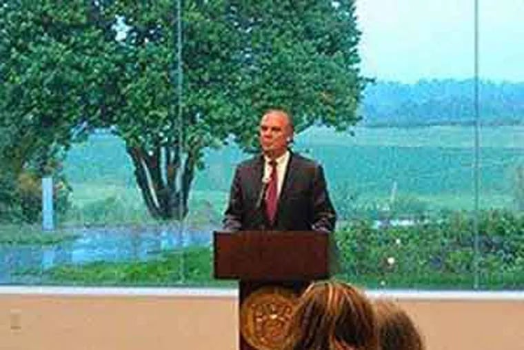 DEP Commissioner Bob Martin at dedication of new visitors' center at Battlefield at Monmouth State Park