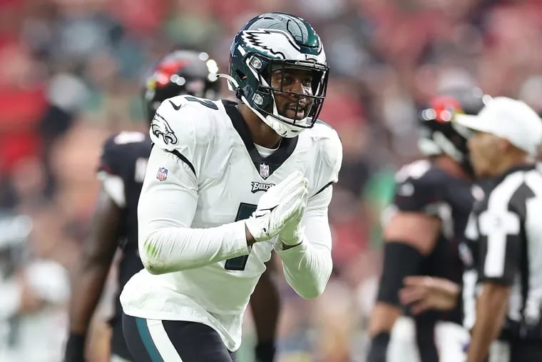 Philadelphia Eagles linebacker Haason Reddick has followed up a dominating regular season with 3.5 sacks, a forced fumble and a fumble recovery in the playoffs. Reddick has the shortest odds of any defensive player to win MVP of Super Bowl 57. (Photo by Christian Petersen/Getty Images)