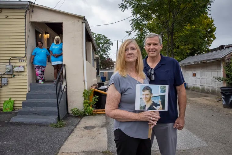 Larry and Heather Arata lost their son Brendan to addiction in 2017. They established the Opioid Crisis Action Network to advocate for and assist people trying to leave addiction behind. At a sober living house in Chester are Tyesha Soto (left, in the doorway) and Tashina Wright.