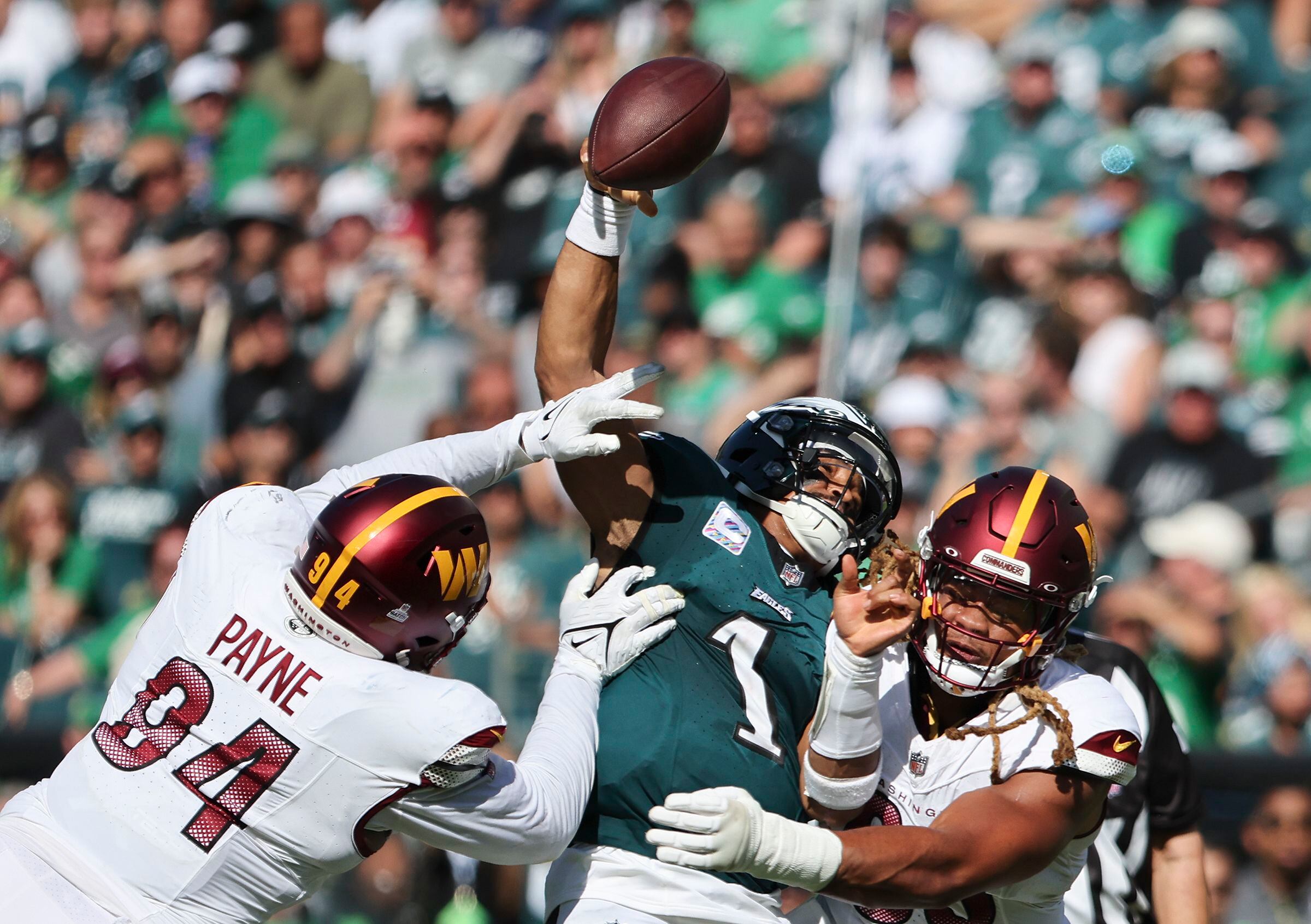 Eagles quarterback Jalen Hurts wakes up and finds his playmakers in overtime
