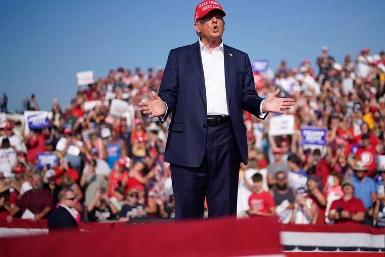 Former president Donald Trump speaks during a campaign rally in Butler, Pa., on Saturday, July 13, 2024. MUST CREDIT: Jabin Botsford/The Washington Post