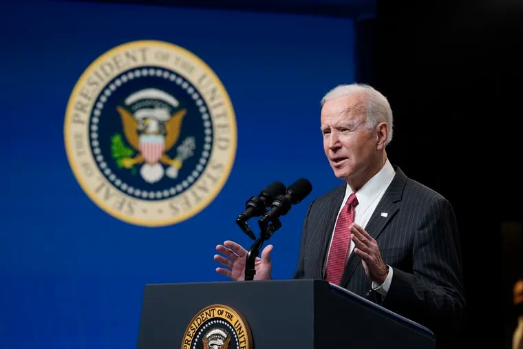 President Joe Biden speaks about his administration's response to the coup in Myanmar in the South Court Auditorium on the White House complex Wednesday.