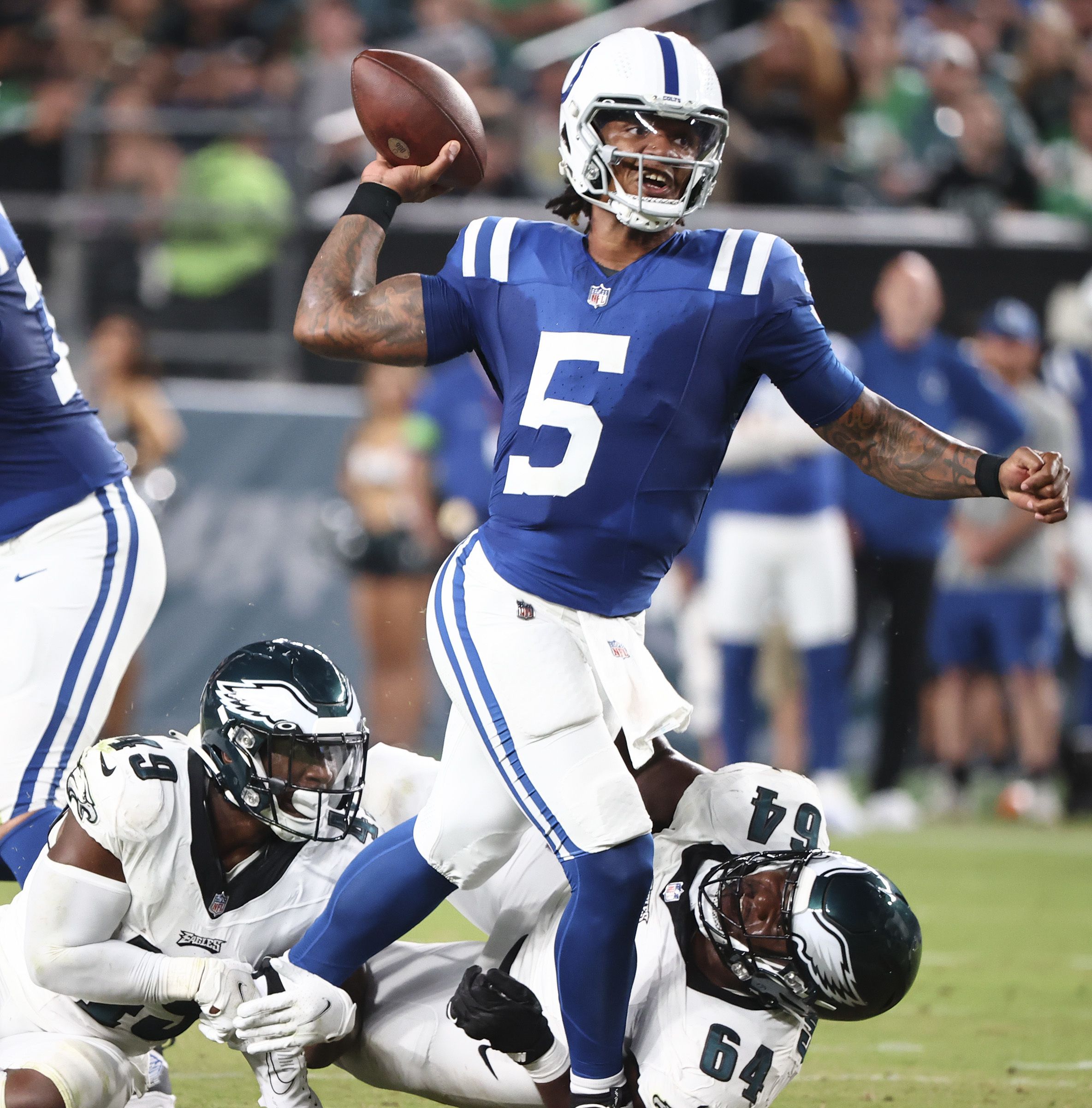 Philadelphia Eagles linebacker Nicholas Morrow (41) takes the field prior  to the NFL preseason football game against the Indianapolis Colts,  Thursday, Aug. 24, 2023, in Philadelphia. (AP Photo/Chris Szagola Stock  Photo - Alamy