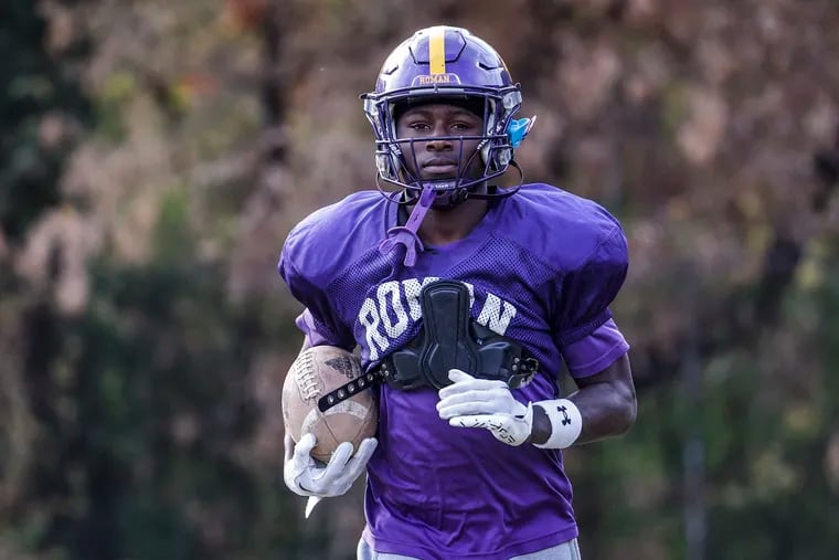 Senior defensive back and wide receiver Jah Jah Boyd at a Roman Catholic practice on Oct. 27.