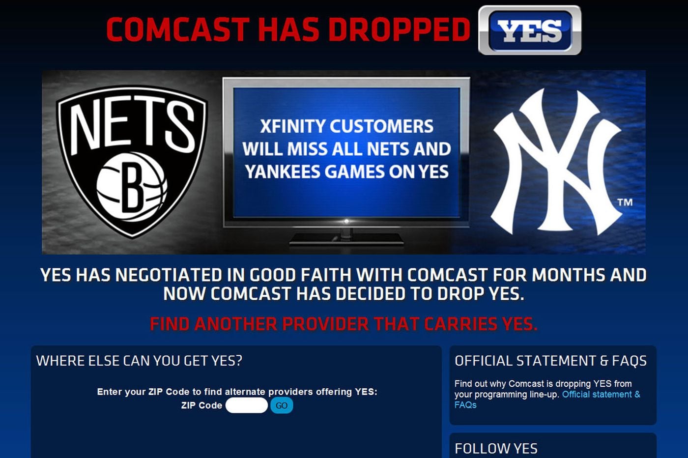 Carriage Fee Spat Spurs Comcast To Drop Fox S Yes Network