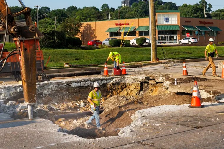 Sinkhole In King of Prussia reopens; Route 202 closed in Upper Merion