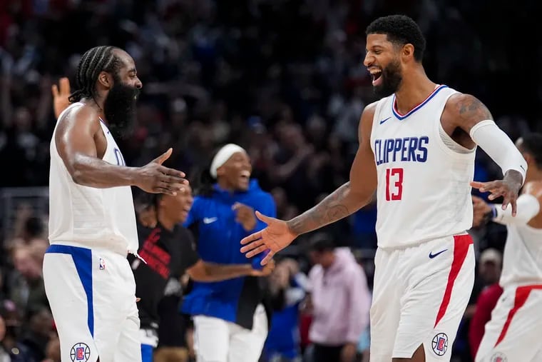James Harden (left) and Paul George teamed up this season with the Clippers after Harden was dealt by the Sixers. Could the bad blood between Harden and Daryl More affect George's landing spot?