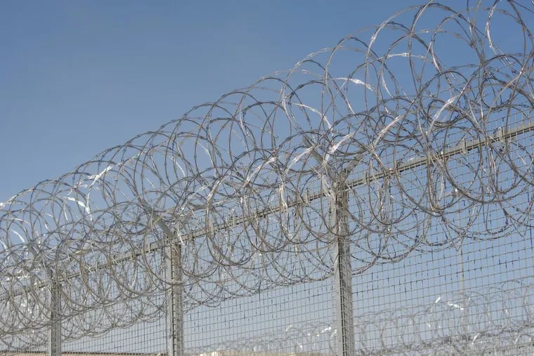 Barbed wire fencing is seen at a maximum-security prison in Pennsylvania.
