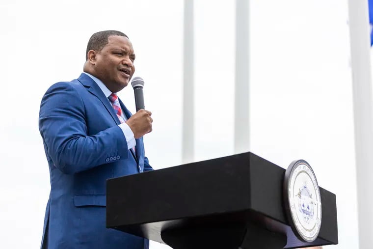 Atlantic City Mayor Marty Small Sr. speaks at the Bernie Friedenberg World War II Memorial unveiling in June.