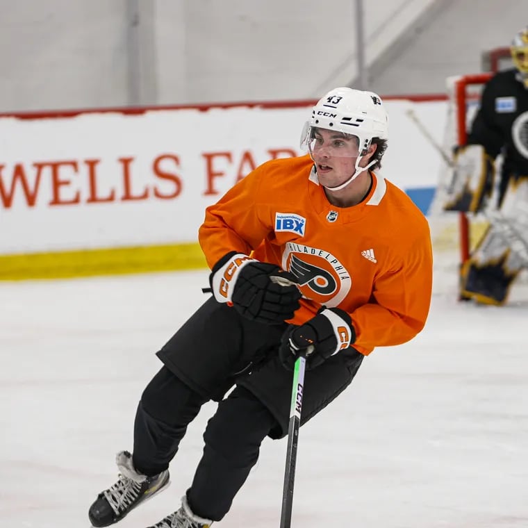 First-round draft pick Jett Luchanko on the first day of Flyers development camp.