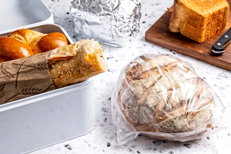 There are better ways to store bread than in the refrigerator, including on a cutting board, in a bag or in the freezer. MUST CREDIT: Scott Suchman for The Washington Post; food styling by Lisa Cherkasky for The Washington Post