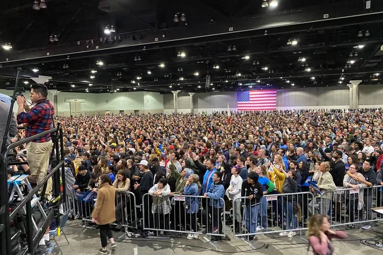 Thousands packed the Los Angeles Convention Center for a Bernie Sanders rally on Sunday night.