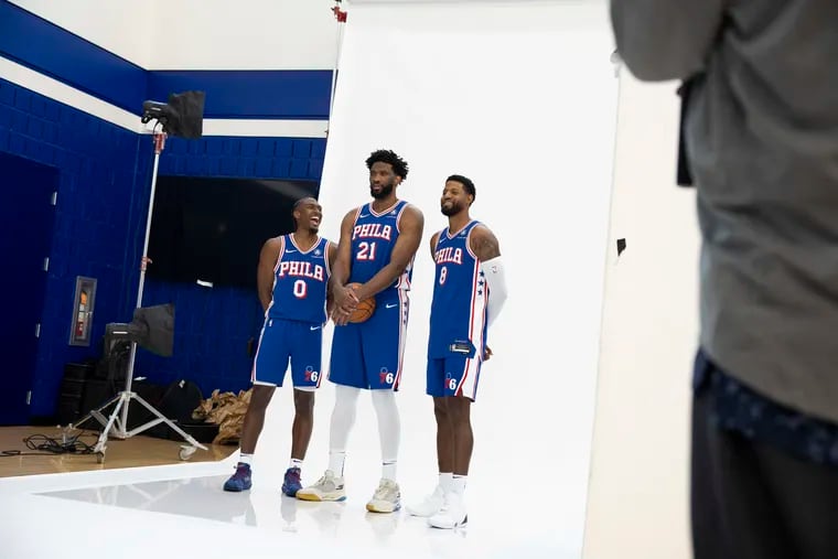 The Sixers' new big three of Tyrese Maxey, Joel Embiid and Paul George.