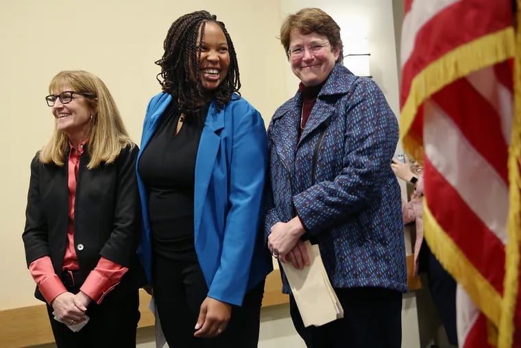 (From left) Delaware County Councilmembers Elaine Schaefer, Monica Taylor, and Christine Reuther when they were elected in 2019.