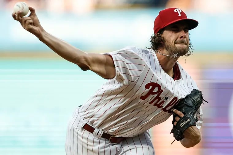 Aaron Nola passed Curt Schilling on the Phillies' all-time wins list and now sits in seventh place with 102 career wins.