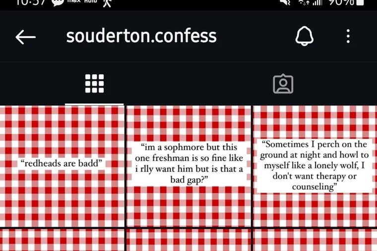 A sampling of posts from the souderton.confess Instagram account.