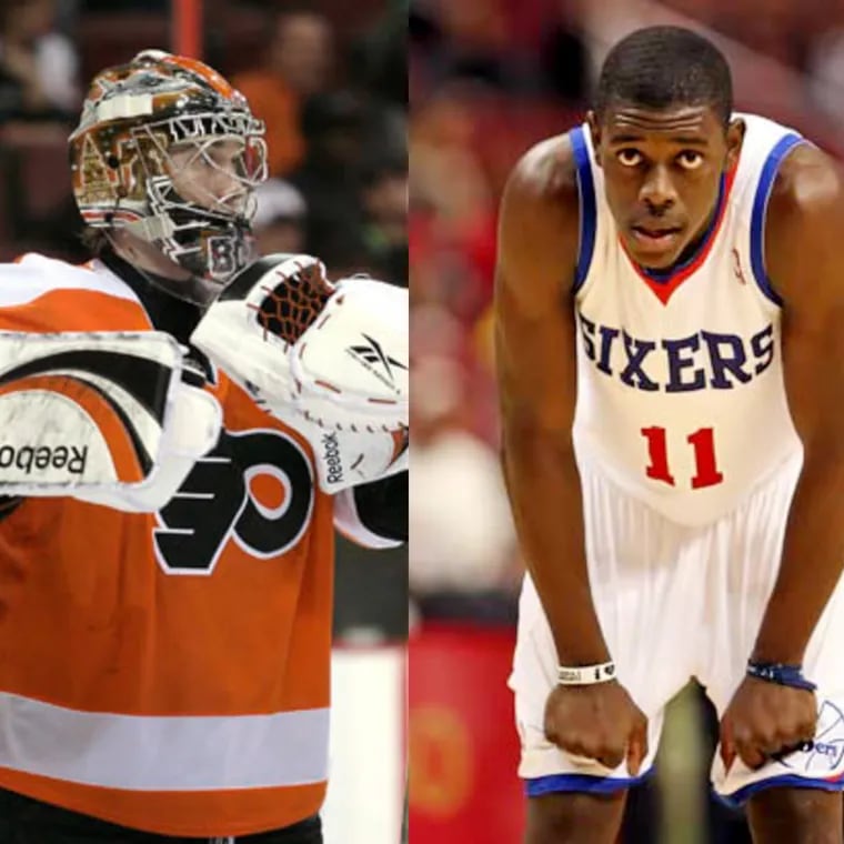 Former Flyers goalie Sergei Bobrovsky and former Sixers guard Jrue Holiday.