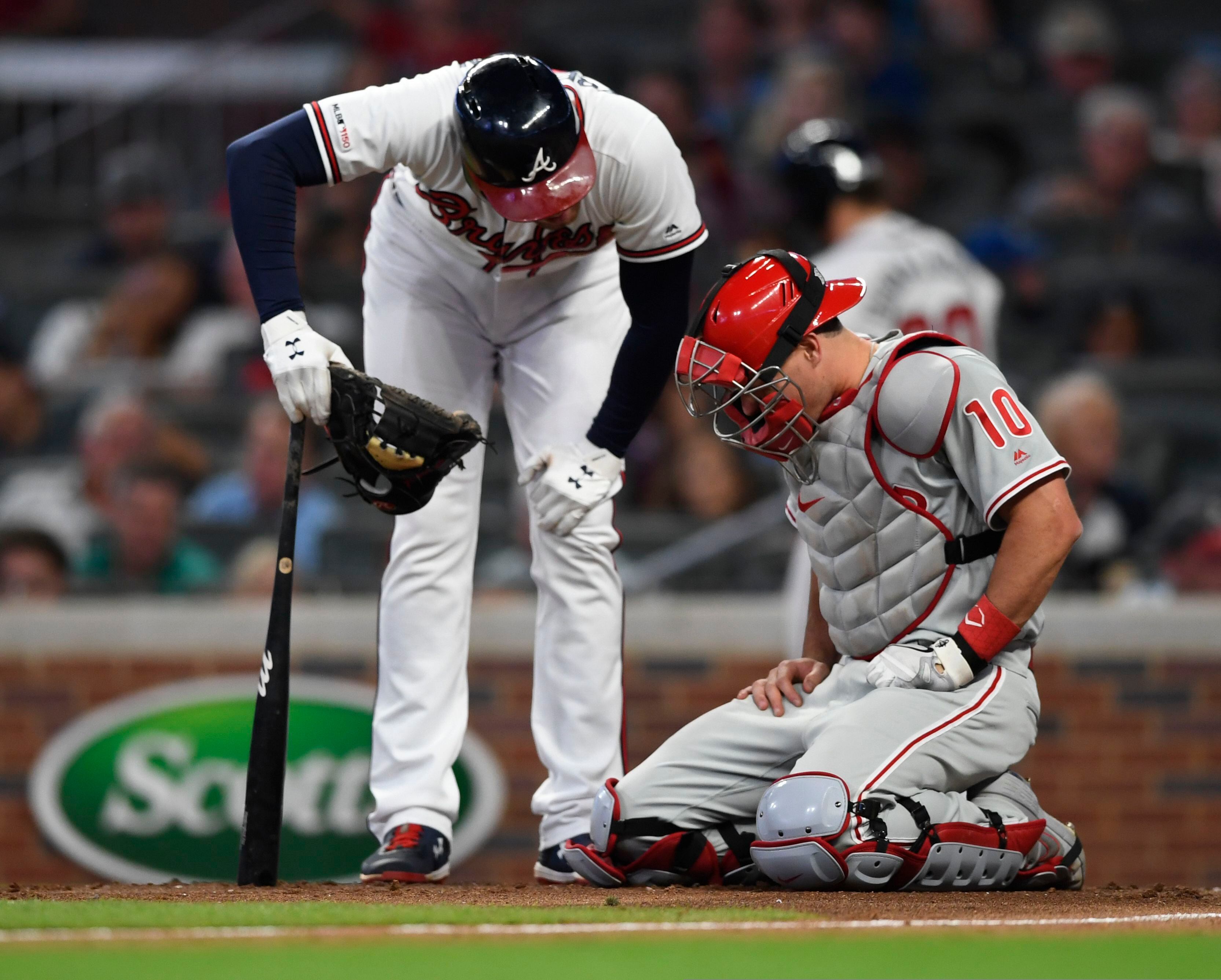 Jay Bruce leaves Phillies game vs. Braves with tight hamstring