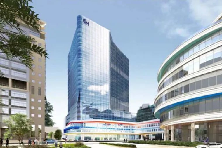 Children's Hospital of Philadelphia has started construction on a 26-story, $2.59 billion patient tower on its campus in University City. The new tower, show in an architectural rendering from a bond offering statement, is scheduled to open in 2028.