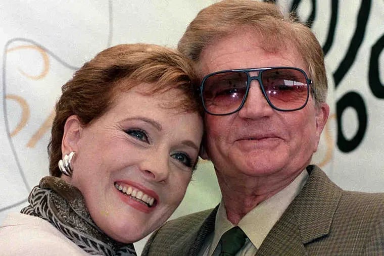 Blake Edwards with his wife, Julie Andrews, in 1992. At left, Edwards at a celebration in 1999 of his first &quot;Pink Panther&quot; films. See a list of his films via http:// go.philly.com/blake.