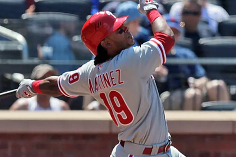 Michael Martinez delivered the biggest hit in the Phillies' series finale against the Mets. (Seth Wenig/AP)