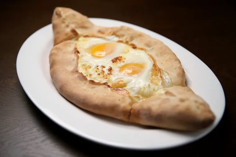 An Adjarian khachapuri is pictured at Georgian Bakery and Cafe in Northeast Philadelphia on Friday, March 8, 2019.