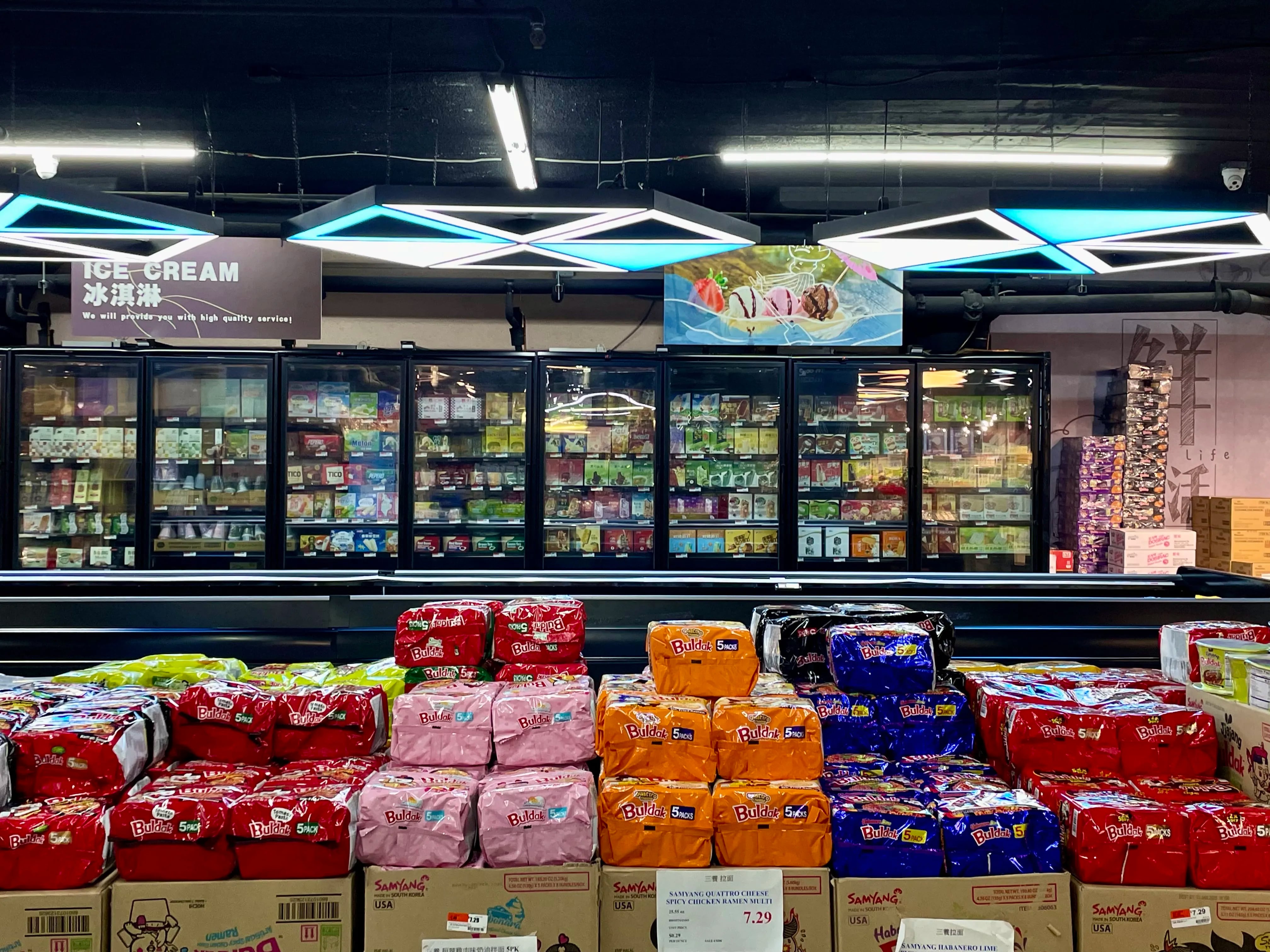 Inside the EnJoy Market, you can find plenty of ramen, frozen desserts, and snacks.