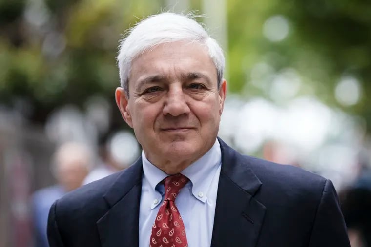 FILE - In this June 2, 2017, file photo, former Pennsylvania State University president Graham B. Spanier departs after his sentencing hearing at the Dauphin County Courthouse in Harrisburg.