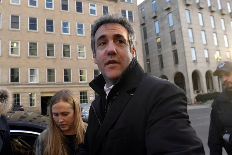 Michael Cohen, President Donald Trump's former personal attorney, leaves Capitol Hill in Washington, Thursday, Feb. 21, 2019. The Senate intelligence committee will interview Cohen behind closed doors on Feb. 26, according to a person familiar with the matter. (AP Photo/Susan Walsh)