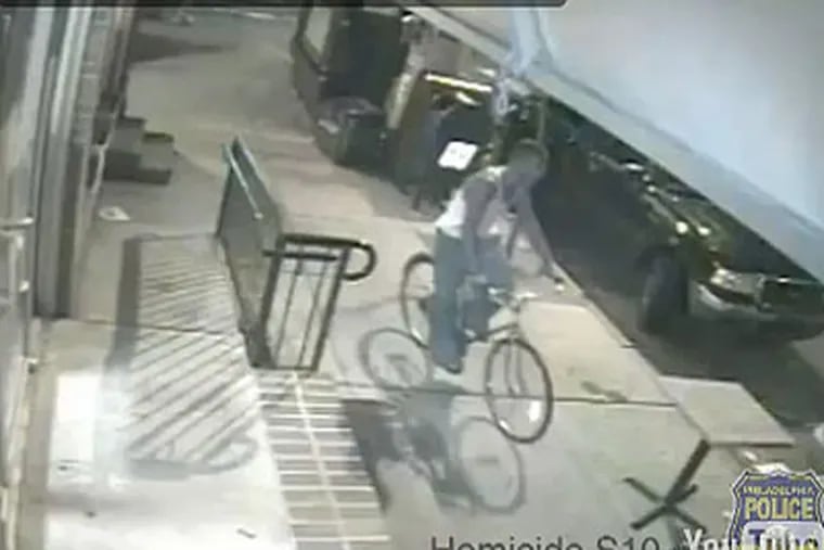 A still frame from surveillance video police released Thursday of what they call "a person of interest" in the sexual assault, beating and murder of beloved waitress, Sabina Rose O'Donnell. (Source: PhillyPolice.com)