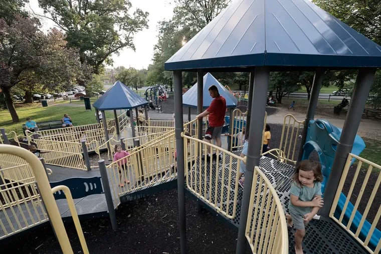 At Champions Park Playground in Northeast Philly, wide pathways and ramped equipment boosts accessibility.