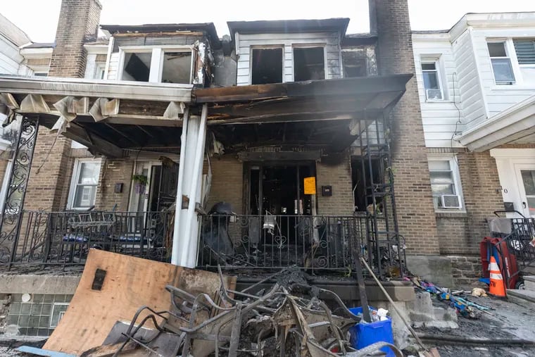 The aftermath of a fatal house fire that killed two people in the 900 block of Granite Street in Philadelphia on Saturday. Two people  were pronounced dead at the scene, including an 8-year-old girl.