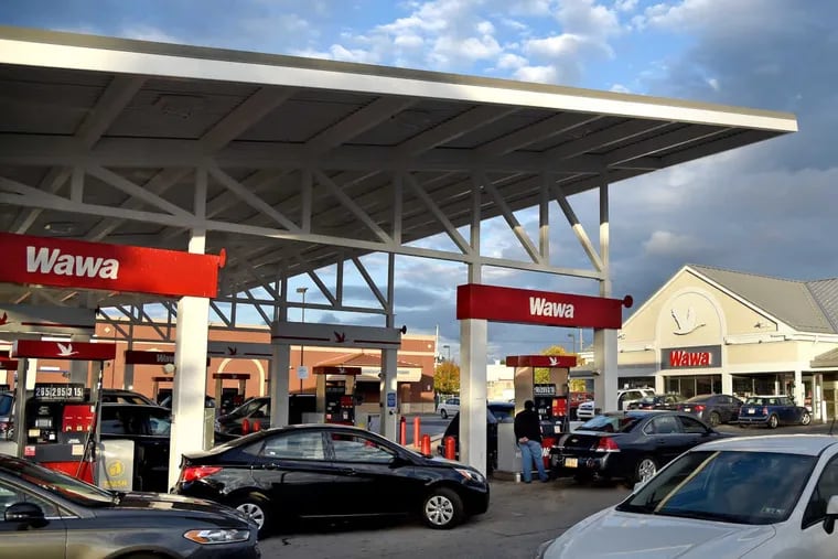 The super-sized Wawa convenience store/gas station combo at 2535 Aramingo Ave. Developer Bart Blatstein is seeking permission to build a similar-format Wawa on the site of a once-proposed Foxwoods casino on Columbus Boulevard where gas pumps are currently prohibited.