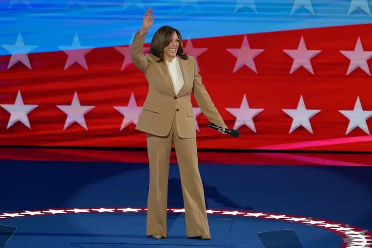 Vice President Kamala Harris, the Democratic nominee, speaks during the first night of the Democratic National Convention Monday in Chicago.