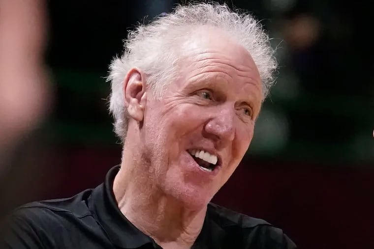 Basketball Hall of Famer Bill Walton laughs during a practice session for the NBA All-Star Game in Cleveland  on Feb. 19, 2022.