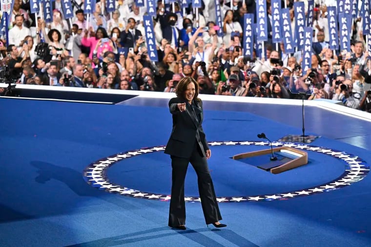 Vice President Kamala Harris walks onstage to speak on day 4 of the Democratic National Convention at the United Center on Aug. 22, 2024 in Chicago. (MUST CREDIT: Ricky Carioti/The Washington Post)