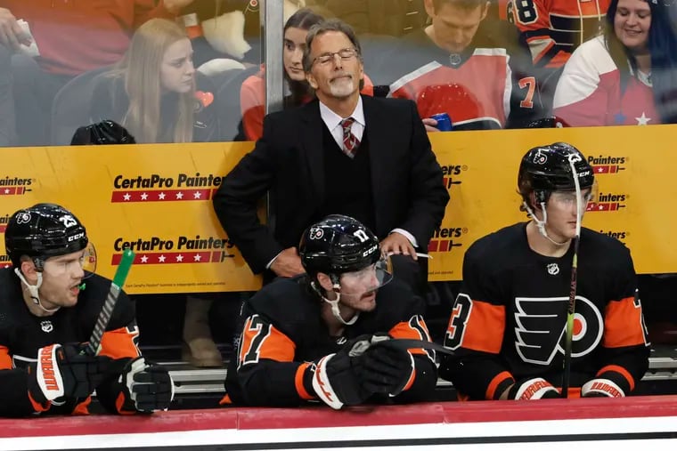 Flyers coach John Tortorella reacts during the Flyers' 4-1 loss to the Washington Capitals on Wednesday. Tortorella and the Flyers hit the road for what could be a season-defining road trip.