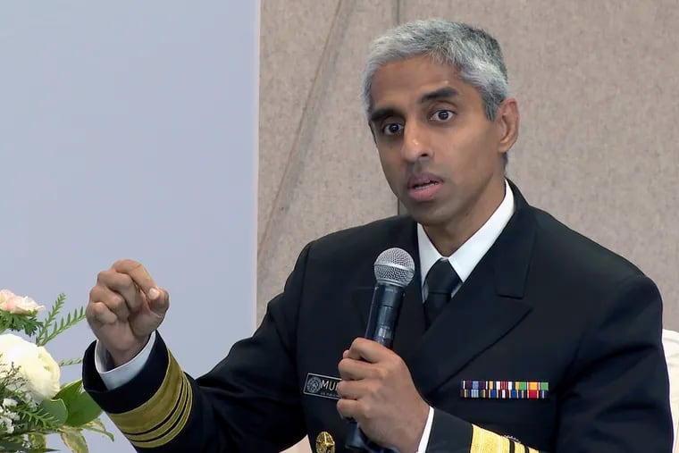 Surgeon General Vivek Murthy speaks during an Archewell Foundation panel discussion in New York City, Oct. 10, 2023.