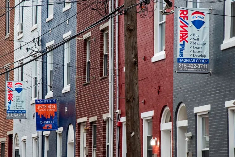 Homes for sale and rent in the 1600 block of Fontain St. in North Philadelphia, just west of Temple University, in 2021.