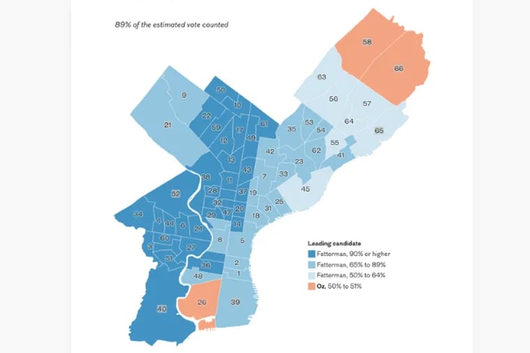 Philadelphia election results by ward Heavy turnout for Fetterman, Shapiro