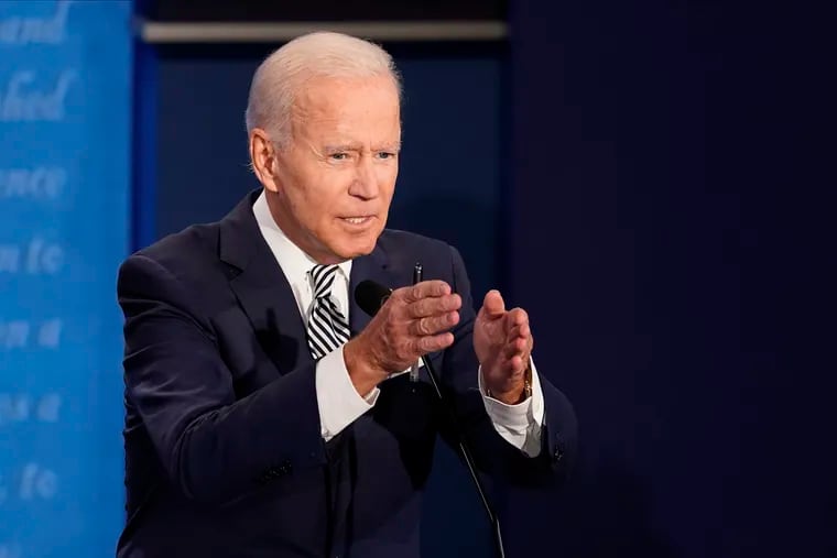 Democratic presidential candidate former Vice President Joe Biden speaks during the first presidential debate against President Donald Trump, Tuesday, Sept. 29, 2020, at Case Western University and Cleveland Clinic, in Cleveland, Ohio. (AP Photo/Morry Gash, Pool)