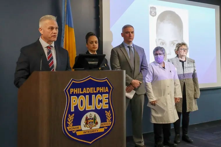 Captain Jason Smith, Commanding Officer of the Homicide Unit, speaks during a press conference announcing new developments in the case of America’s Unknown Child, referred to as the “Boy in the Box” case, at the Philadelphia Public Services Building  on Thursday, Dec. 8, 2022. Police say they were finally able to identify the child as Joseph Augustus Zarelli through detective work and DNA analysis.