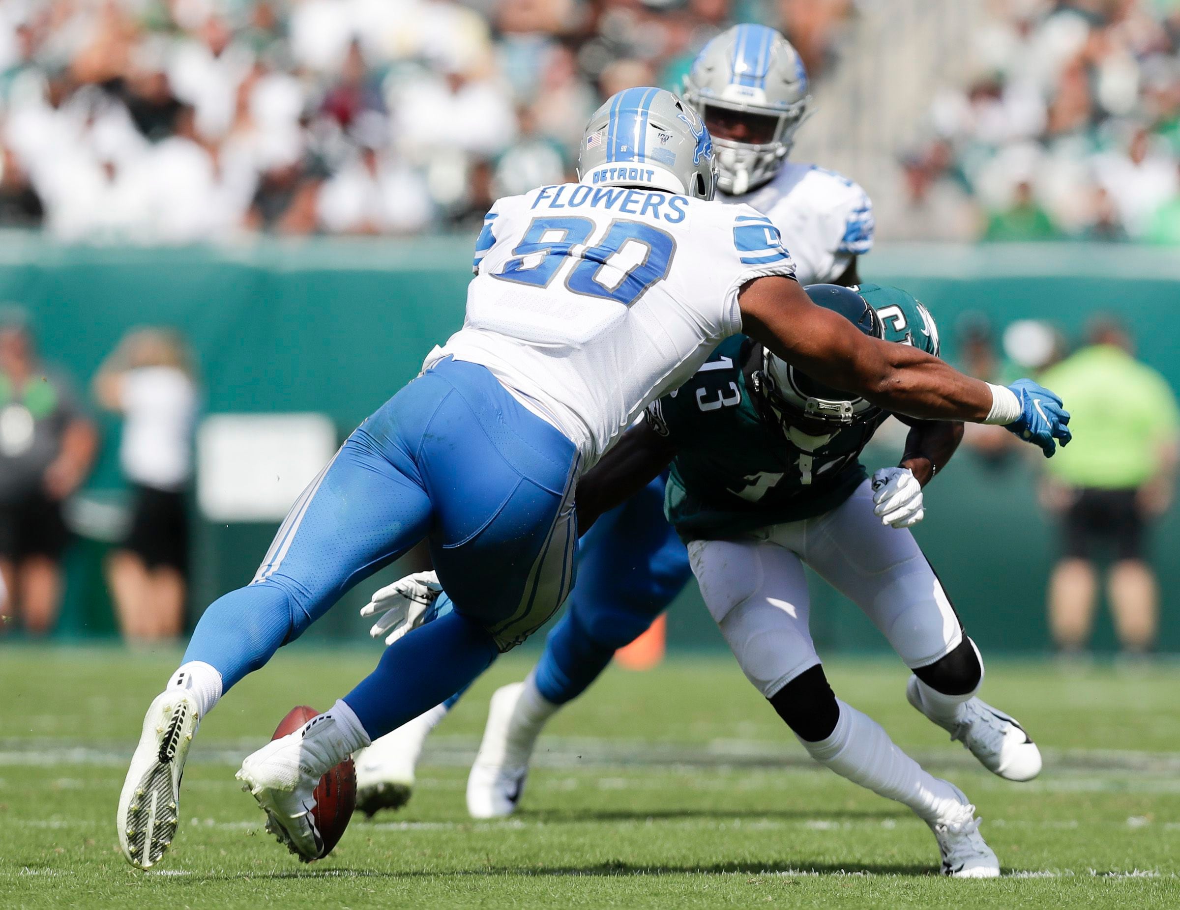 Detroit Lions running back J.D. McKissic (41) cannot catch a pass