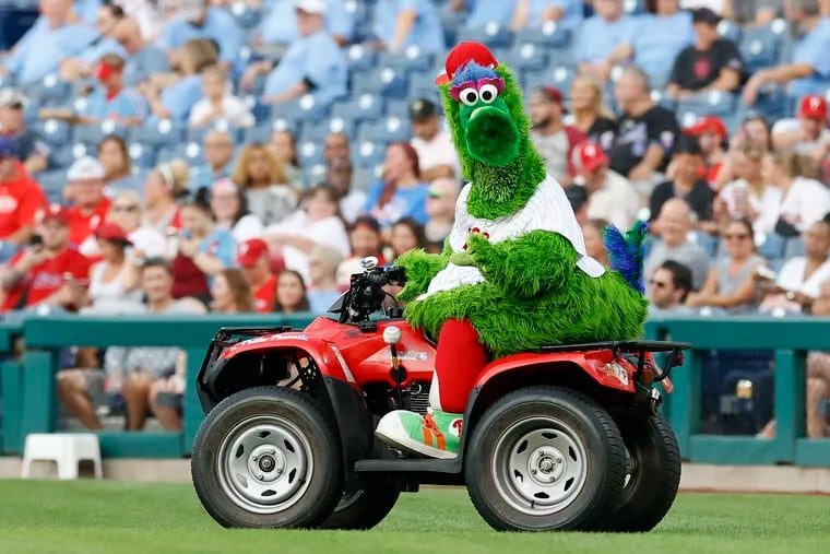 Like everyone else, the Phillie Phanatic will have to log into Apple TV+ to watch tonight's Phillies game.